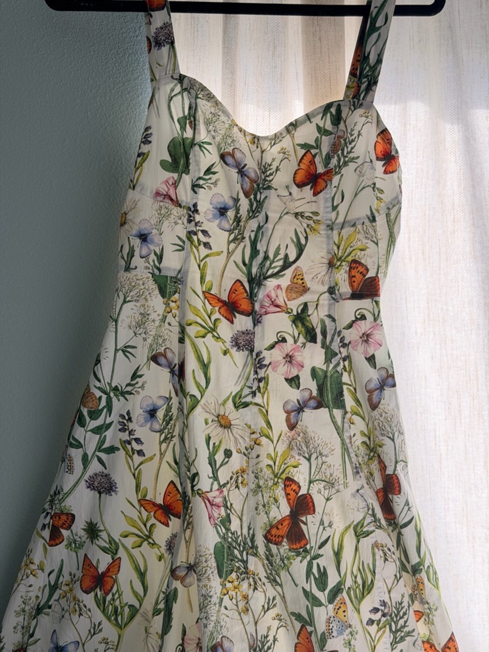 Floral Butterfly Print Sundress in Cream and Orange - Picture 2 of 6